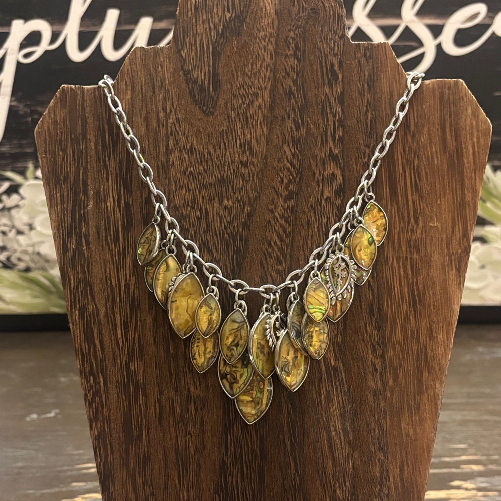 Silver and Gold Leaf Pendant Necklace
